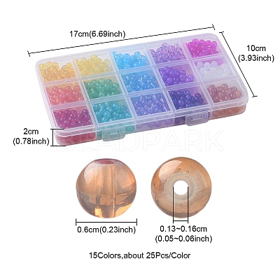 750Pcs 15 Colors Baking Paint Glass Beads Strands DGLA-YW0001-09-1