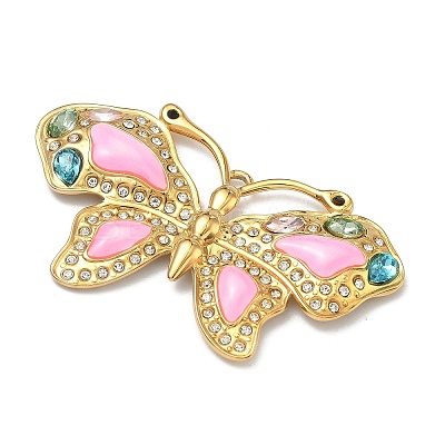 304 Stainless Steel Rhinestone Pendants STAS-C174-14G-02-1