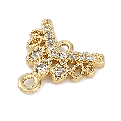 Brass Clear Cubic Zirconia V Shaped Connector Charms KK-I719-04G-1