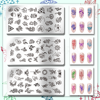 Stainless Steel DIY Nail Art Templates MRMJ-WH0092-056-1