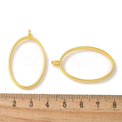 Rack Plating Alloy Oval Open Back Bezel Pendants PALLOY-S047-26E-FF-1
