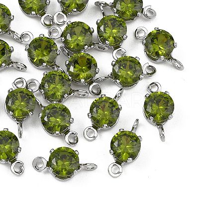 SHEGRACE Brass Pave Cubic Zirconia Flat Round Connector Charms XGRQ2O414-435D-P-1