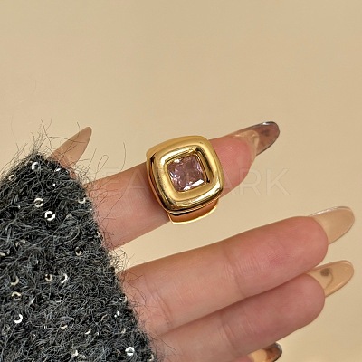 Brass Pave Cubic Zirconia Cuff Open Rings WG61A4F-03-1
