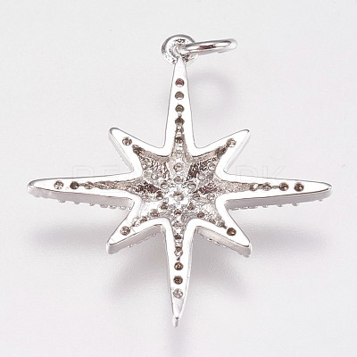 Brass Micro Pave Cubic Zirconia Pendants X-ZIRC-E145-52P-1