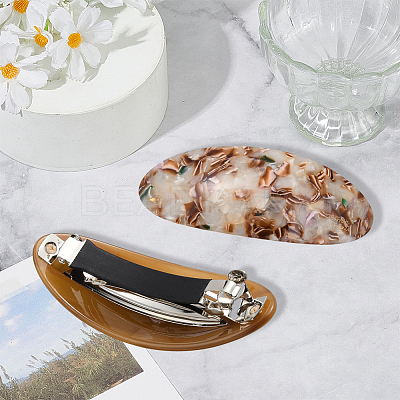 2Pcs 2 Colors Resin and Iron Hair Barrettes PHAR-GO0001-07B-1