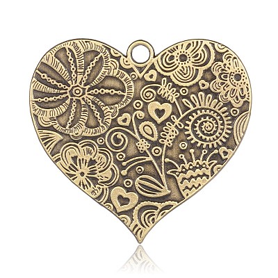 Cadmium Free & Nickel Free & Lead Free Tibetan Style Alloy Heart Big Pendants PALLOY-J564-14AB-NR-1