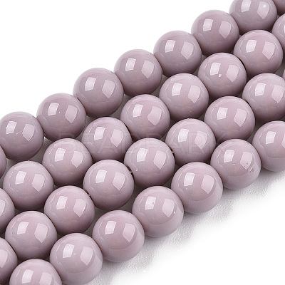 Opaque Solid Color Glass Beads Strands GLAA-T032-P10mm-07-1