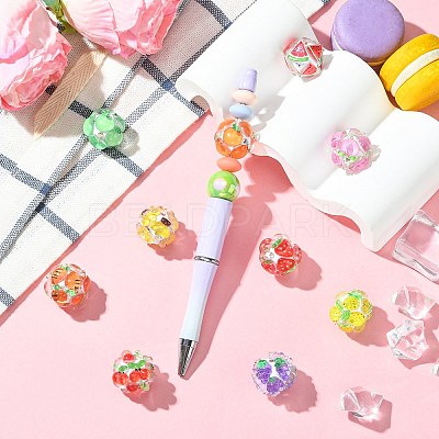 10Pcs 10 Colors Fruit Round Resin Beads RESI-CJ0004-94-1