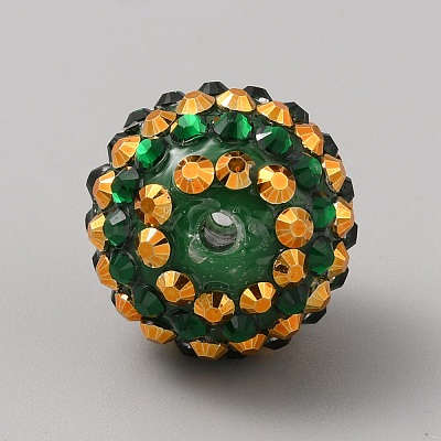 Saint Patrick's Day Theme Chunky Resin Rhinestone Bubblegum Ball Beads RESI-CJC0025-02E-1