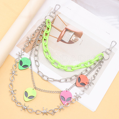 Extra-terrestrial Head Plastic & Alloy Barbed Wire 3 Layer Pants Chains for Women FS-WG4F403-01-1