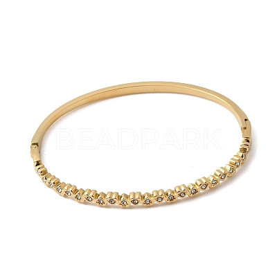 304 Stainless Steel Rhinestone Hinged Bangles for Women BJEW-B168-03B-G-1