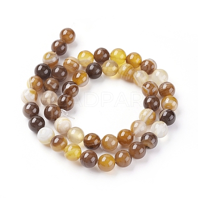 Natural Striped Agate/Banded Agate Beads Strands G-G582-10mm-51-1
