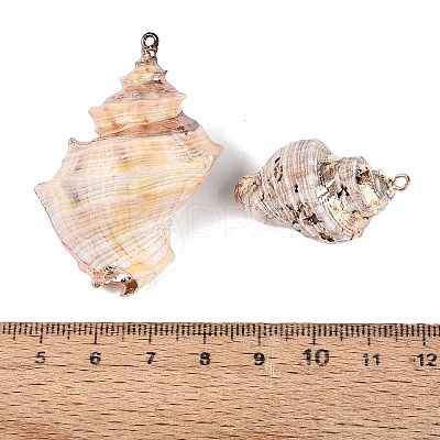 Electroplate Natural Sea Shell Big Pendants SSHEL-Q100-23KCG-1
