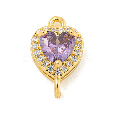 Brass Pave Cubic Zirconia Connector Charms KK-Z072-06G-07-1