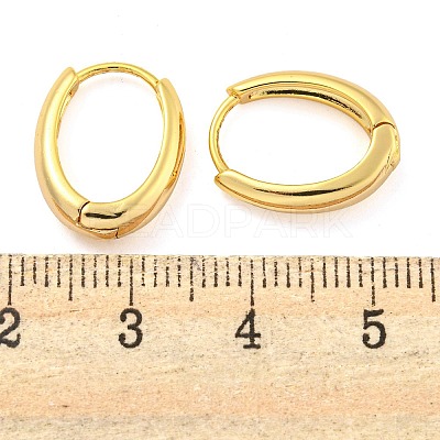 Oval Brass Huggie Hoop Earrings for Women EJEW-M255-01G-1