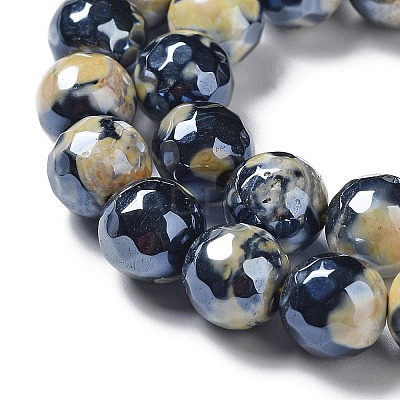 Electroplate Natural Fire Crackle Agate Beads Strands G-G0006-A01-08-1