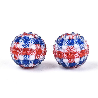 Independence Day Opaque Acrylic Round Beads OACR-T029-07C-1
