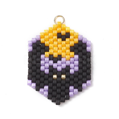 5Pcs Hallowen Theme Glass Seed Beaded Pendants PALLOY-MZ00873-1