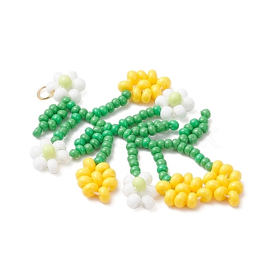 3Pcs Seed Glass Beaded Big Pendants PALLOY-MZ00877-1
