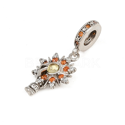 Brass Topaz Rhinestone European Dangle Charms KK-P324-09P-1
