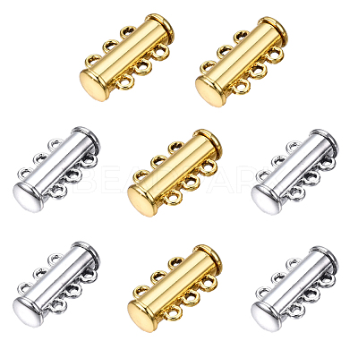 8 Sets 2 Colors 3-Strands Brass Magnetic Slide Lock Clasps KK-FS0001-60-1