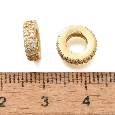 Rack Plating Brass Micro Pave Clear Cubic Zirconia European Beads KK-H508-10G-1