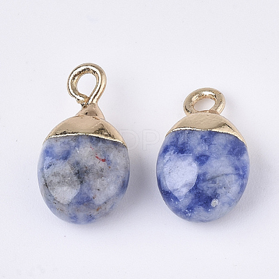 Electroplate Natural Blue Spot Stone Charms X-G-S344-09I-1