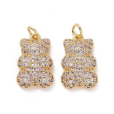 Brass Micro Pave Cubic Zirconia Pendants ZIRC-F134-23G-04-1