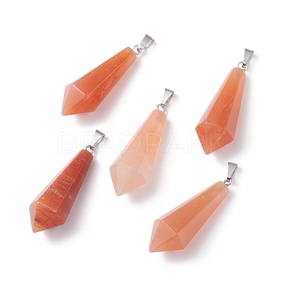 Natural Red Aventurine Pointed Pendants G-I314-02P-03-1