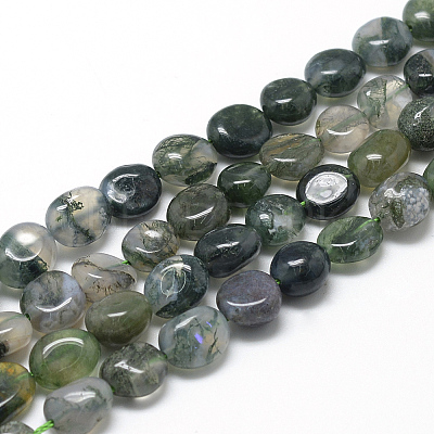 Natural Moss Agate Beads Strands X-G-R445-8x10-01-1
