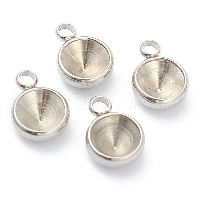Non-Tarnish 202 Stainless Steel Pendant Rhinestone Settings X-STAS-F266-24P-1