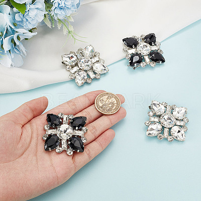 2 Pairs 2 Colors Glass Rhinestone Shoe Decorations AJEW-GO0001-88-1