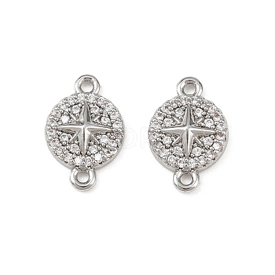 Brass Micro Pave Clear Cubic Zirconia Connector Charms KK-H524-02P-1
