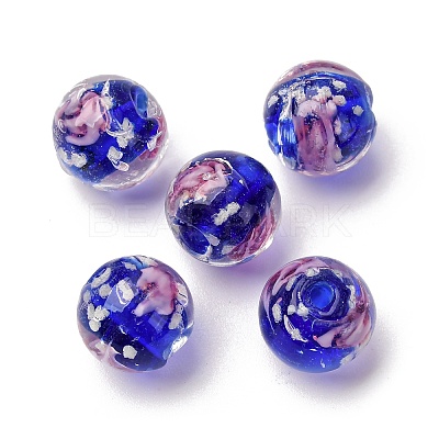 Luminous Handmade Glod Sand Lampwork Beads Strands LAMP-B028-03N-10mm-1