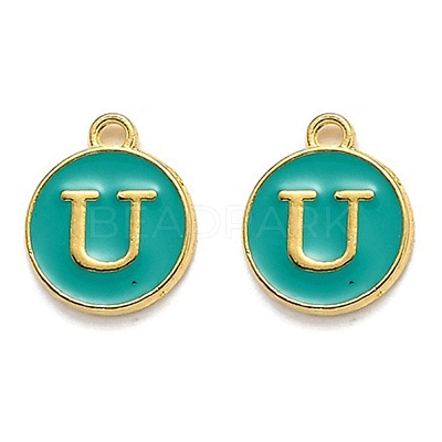 Golden Plated Alloy Enamel Charms X-ENAM-Q437-15U-1