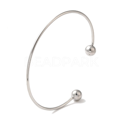 Non-Tarnish 304 Stainless Steel Open Cuff Torque Bangles for Women BJEW-Z071-01P-1