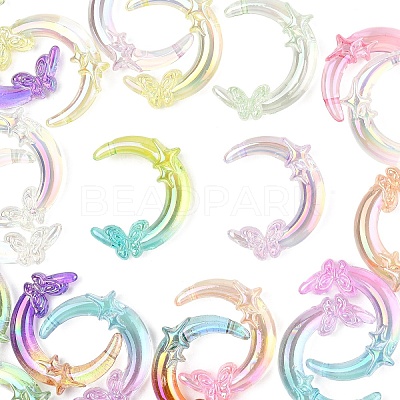 20Pcs 2 Colors Transparent UV Plating Acrylic Beads PACR-YW0001-31-1