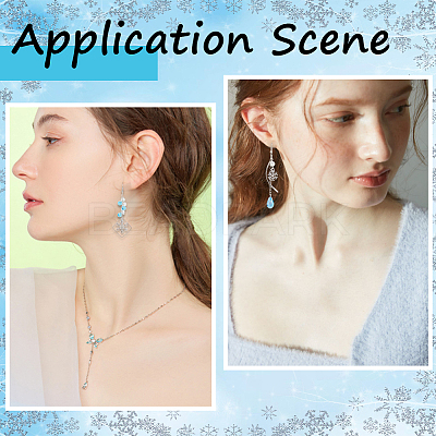 Snowflake Alloy & Glass Dangle Earring Making Kits DIY-SC0026-97-1
