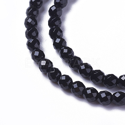 Natural Dyed & Heated Black Onyx Beads Strands X-G-F596-28-3mm-1