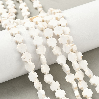Geark Cross Natural Magnesite Beads Strands G-N0131-04C-1