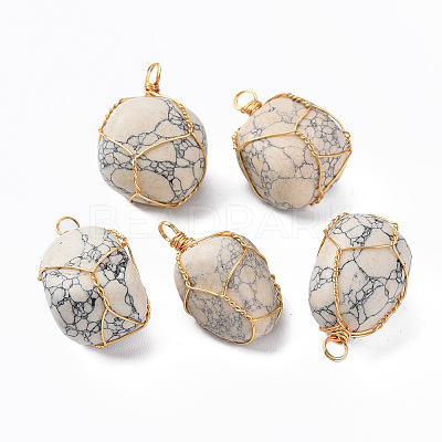 Natural Howlite Pendants G-N332-50-01-1