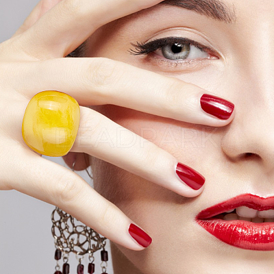 4Pcs 4 Colors Resin Plain Wide Dome Finger Rings Set for Women RJEW-AN0001-10-1