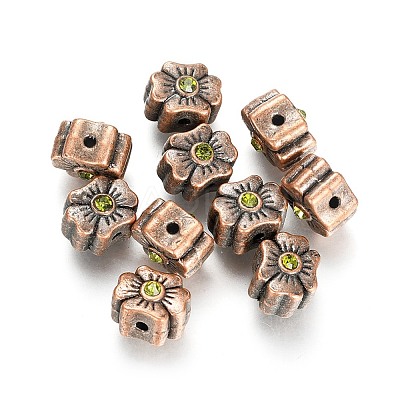 Tibetan Style Alloy Rhinestone Beads PALLOY-P184-03R-RS-1