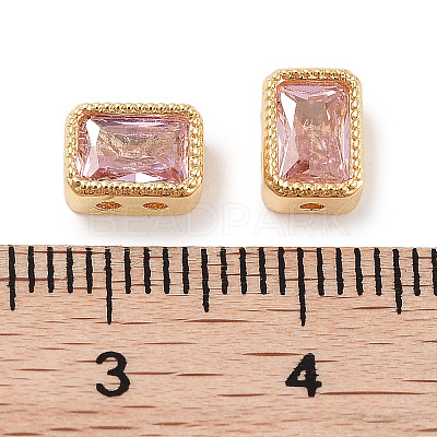 Brass Micro Pave Cubic Zirconia Beads KK-C051-48G-01-1