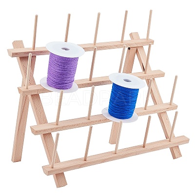 20 Spools Solid Wood Sewing Embroidery Thread Stand TOOL-PH0001-33-1