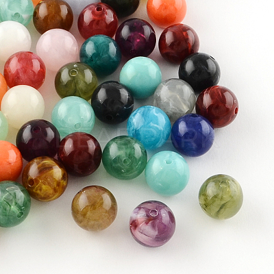 Round Imitation Gemstone Acrylic Beads X-OACR-R029-12mm-M-1