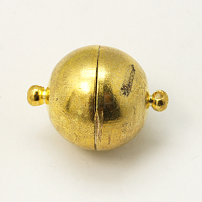 Brass Magnetic Clasps with Loops X-PALLOY-MC043-3G-1