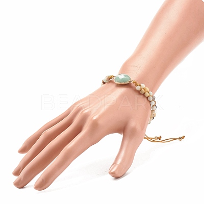 Teardrop Gemstone Braided Bead Bracelet BJEW-JB08116-1