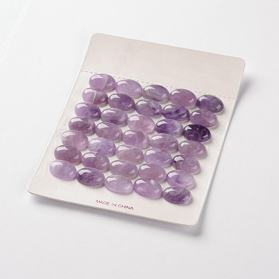Natural Amethyst Gemstone Oval Cabochons G-J329-13-6x8mm-1