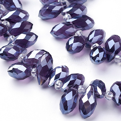 Electroplate Glass Faceted Teardrop Beads Strands X-EGLA-D014-11-1